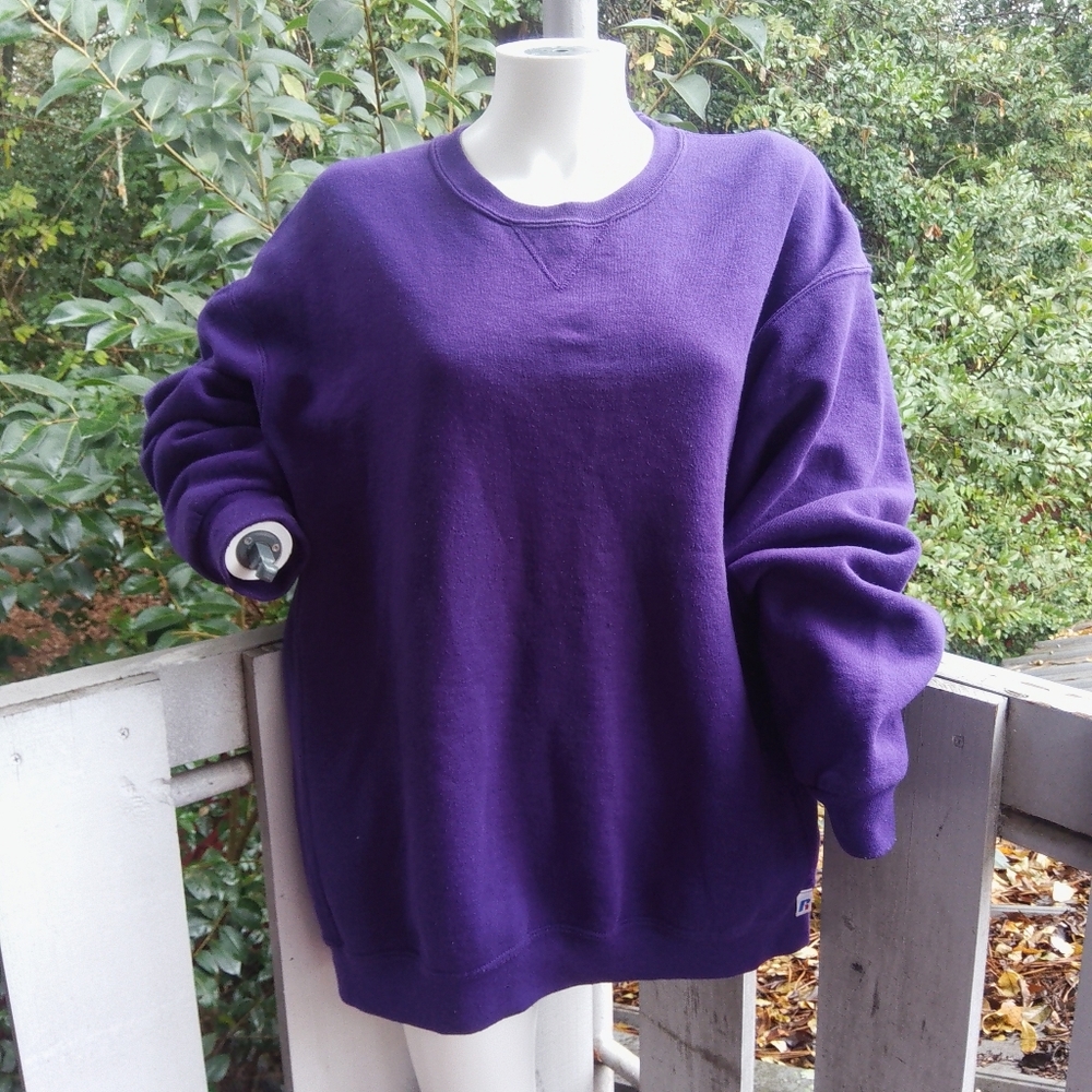 Vintage 90s Russell Athletic Purple Pullover Crewneck Sweatshirt XL